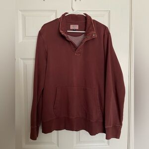 AE Mens Quarter-Snap Mockneck Sweatshirt Maroon Pullover Super Soft Size Large